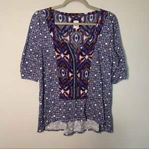 Women’s Akemi and Kin blue patterned blouse size extra small XS